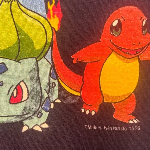 Vintage Pokemon Shirt Medium Fitted Cotton Crewneck Double Sided Graphic 1999 - Picture 11 of 11